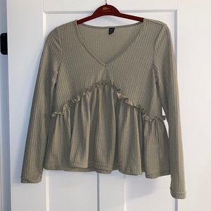 Brand new never warn, olive green top, size small.